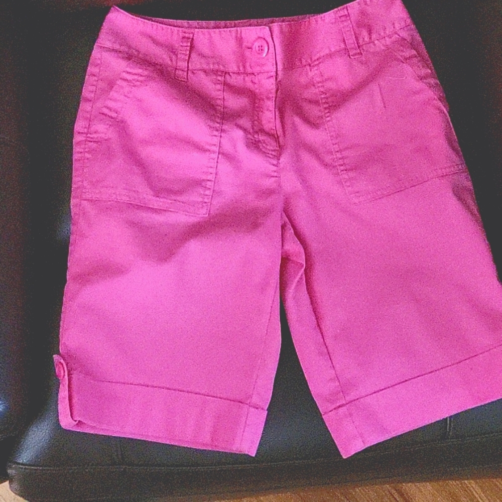 Pink dress shorts.